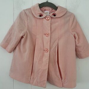 Y2K Gymboree Holiday Friends Link Rosebud Pink Velveteen Coat Roses Size 6-12 mo